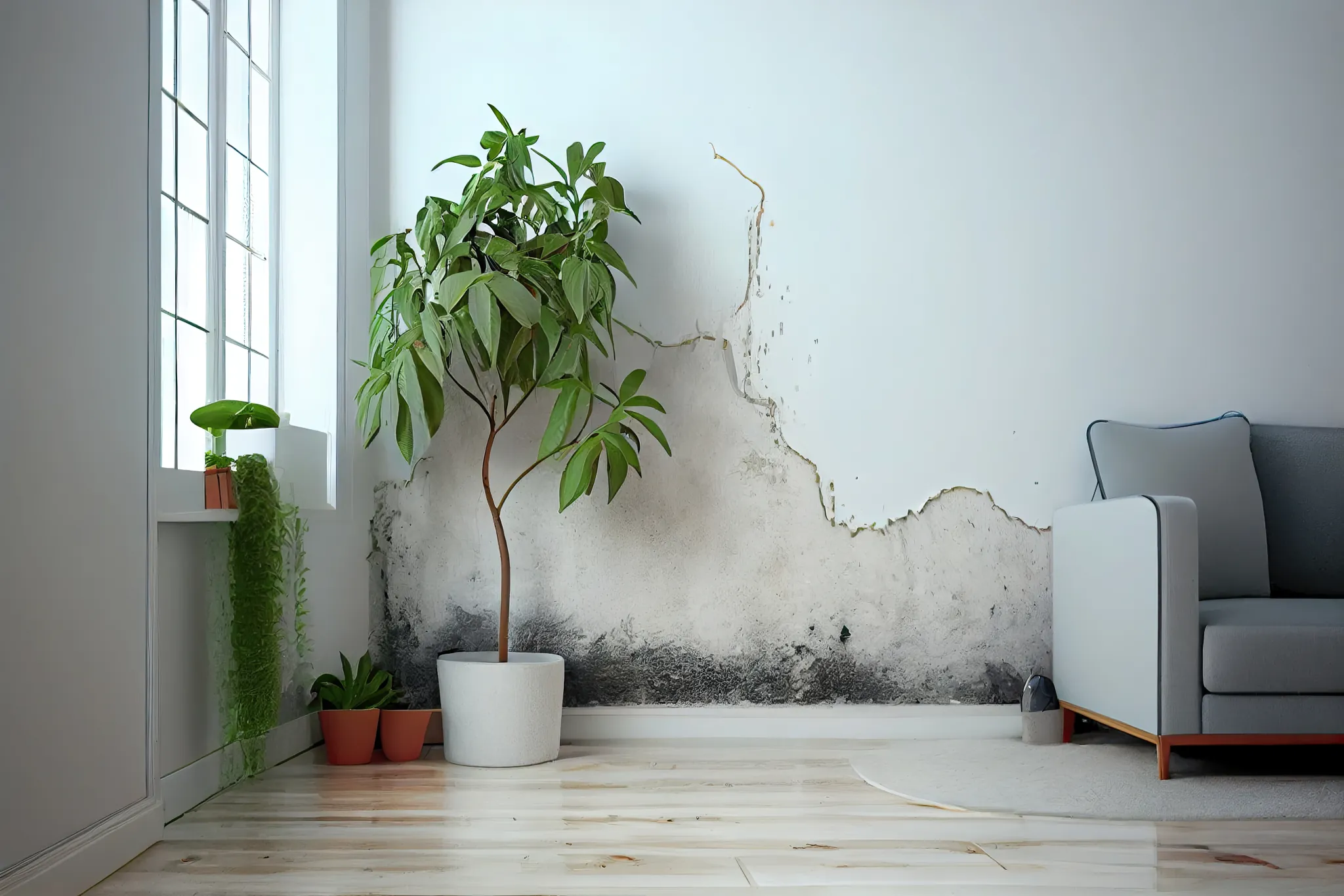 Allmählichkeitsschsden, Kaputte Tapete im Wohnzimmer