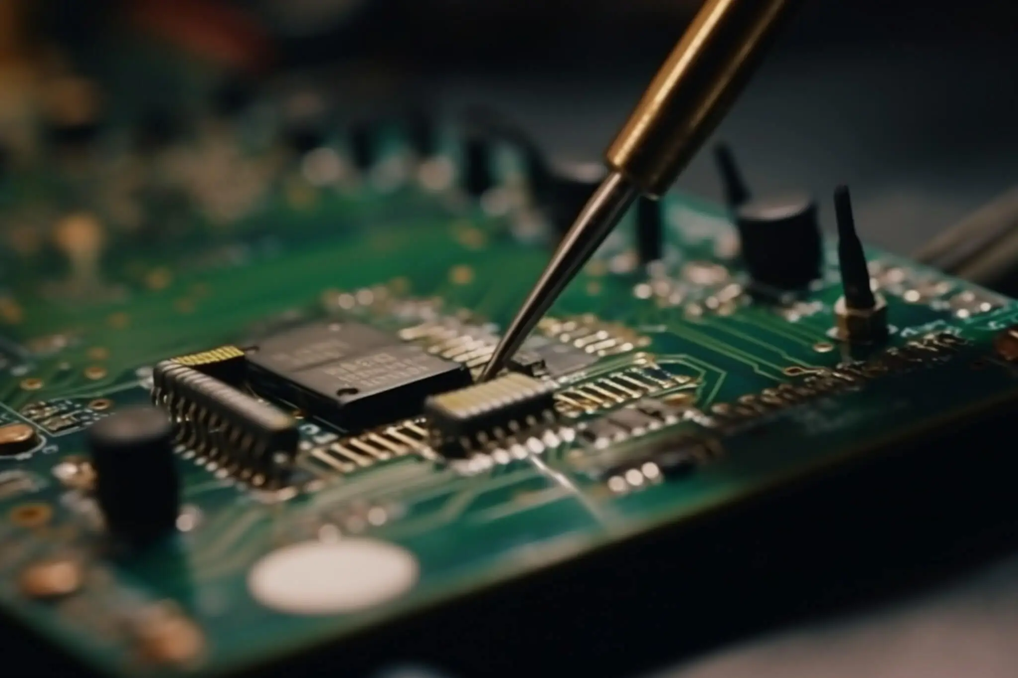 Motorsteuerung, Lötkolben an Platine