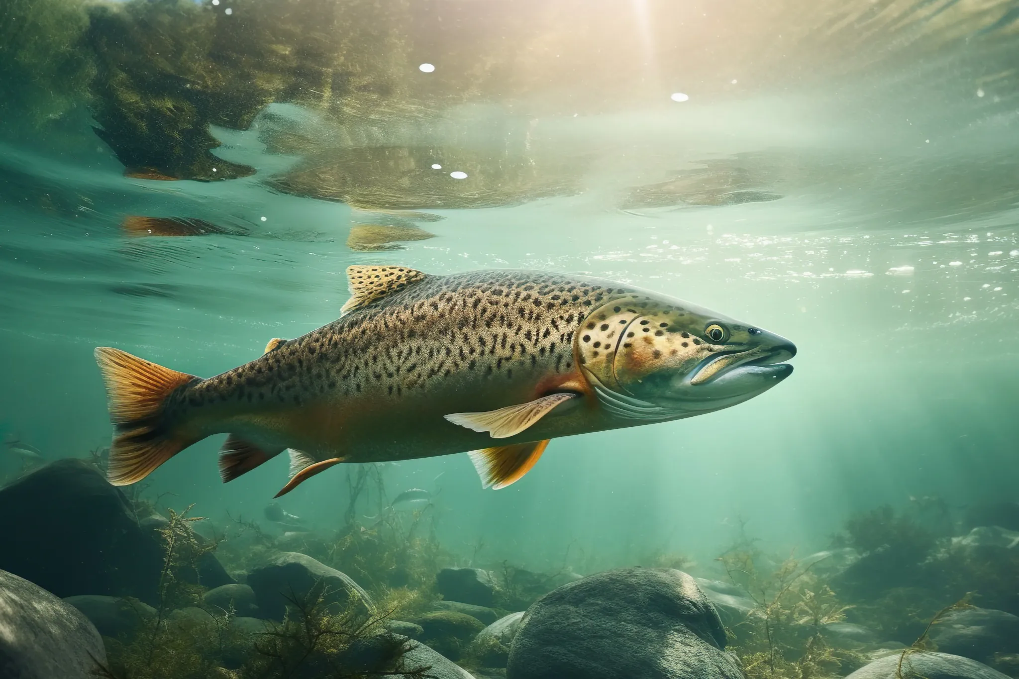 Futterboot: Fisch im Wasser